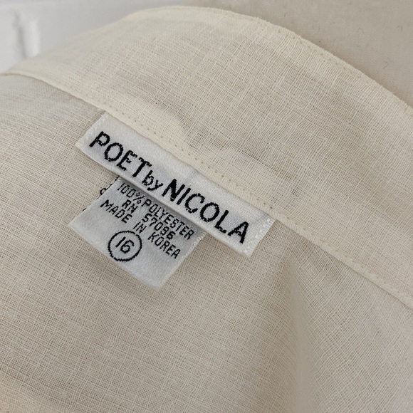 Womens Classic Poet White Blouse Top Size 16 - Picture 8 of 9